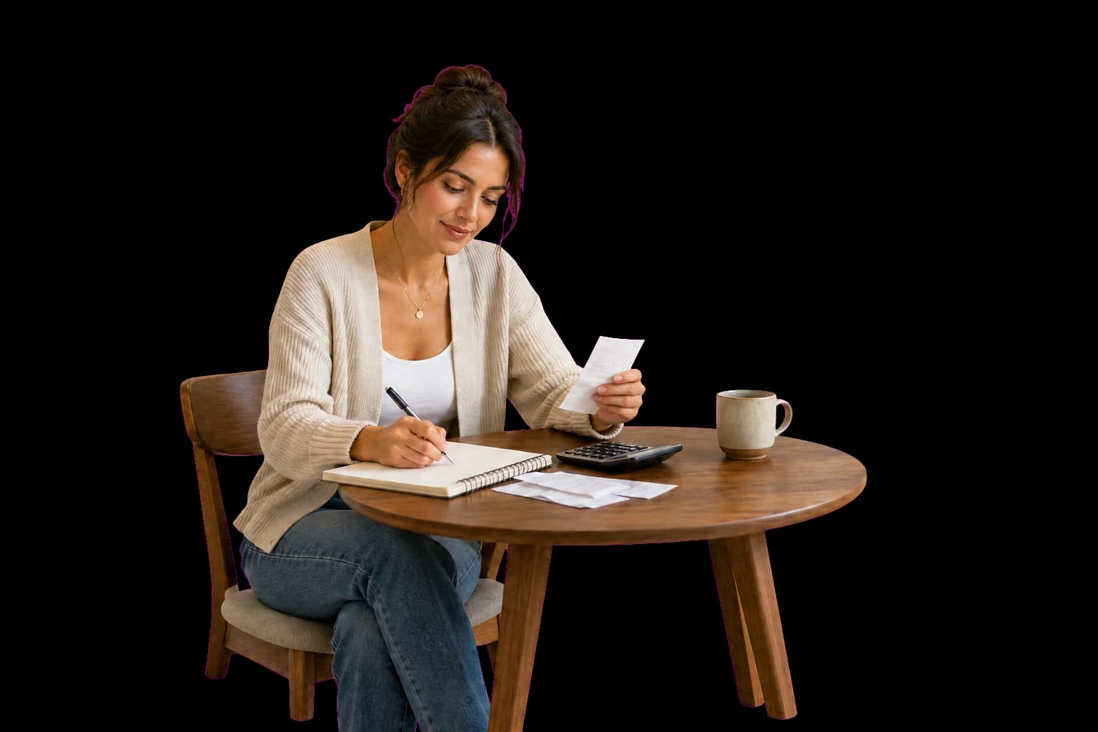 A person reviewing a household budget