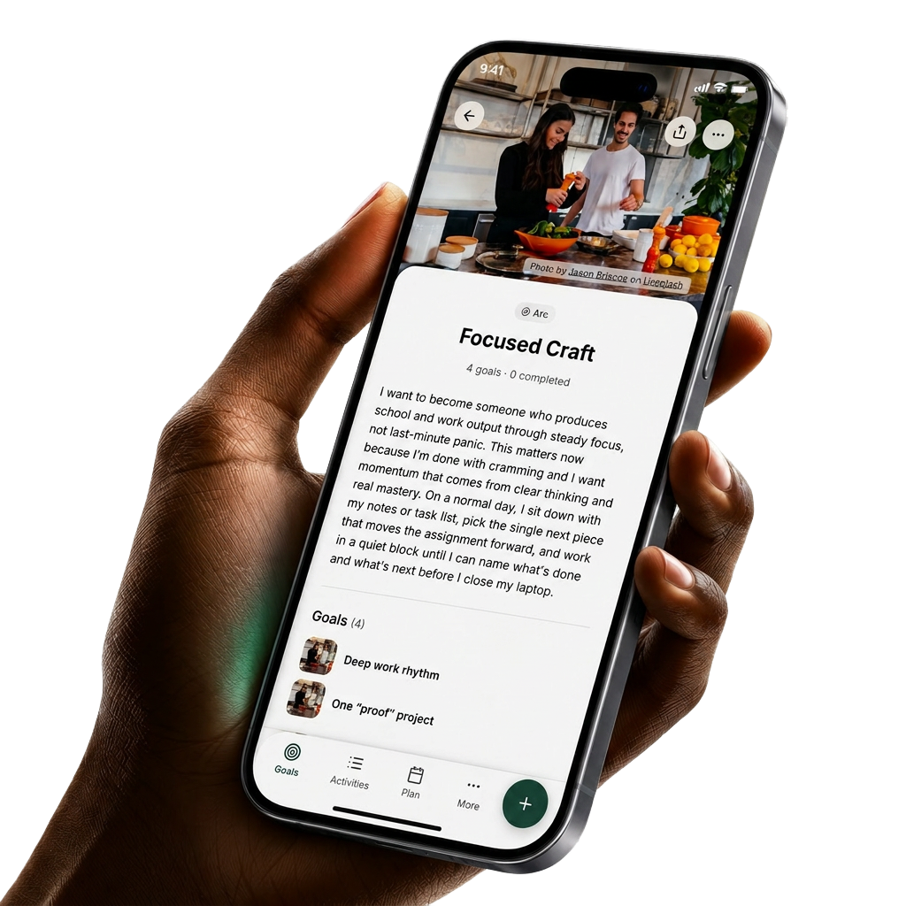Kwilt app preview on a phone